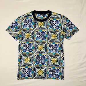 Versace Multicolor Geometric Floral Tee